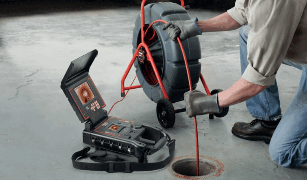 Technician performing a sewer camera inspection in Margate